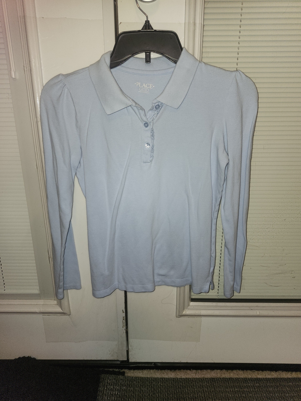 Light Blue Long Sleeve Polo with Puff Shoulders